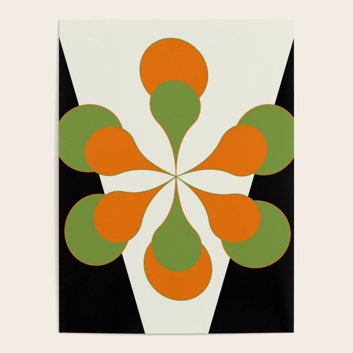 Mid-Century Modern Art 1.4 - Green & Orange Flower Poster Gallery Image 4
