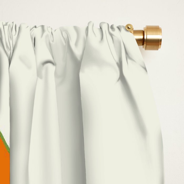 Mid-Century Modern Art 1.4 - Green & Orange Flower Window Curtain Gallery Image 2