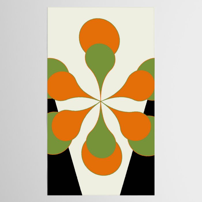 Mid-Century Modern Art 1.4 - Green & Orange Flower Tablecloth Gallery Image 2