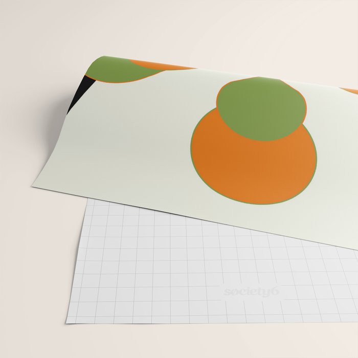Mid-Century Modern Art 1.4 - Green & Orange Flower Wrapping Paper Gallery Image 2