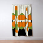 Mid-Century Modern Art 1.4 - Green & Orange Flower Window Curtain Gallery Image 3