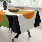 Mid-Century Modern Art 1.4 - Green & Orange Flower Tablecloth Gallery Image 3