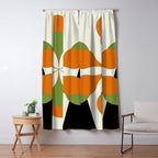 Mid-Century Modern Art 1.4 - Green & Orange Flower Window Curtain Gallery Image 5