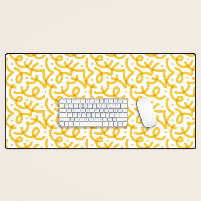 Fun yellow line doodle pattern Desk Mat Gallery Image 1
