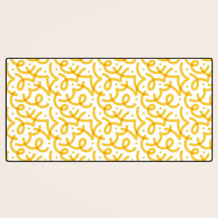 Fun yellow line doodle pattern Desk Mat Gallery Image 3