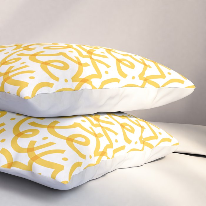 Fun yellow line doodle pattern Pillow Sham Gallery Image 3