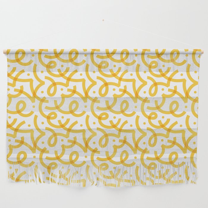 Fun yellow line doodle pattern Wall Hanging Gallery Image 1