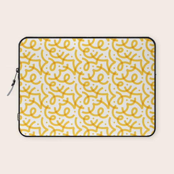Fun yellow line doodle pattern Laptop Sleeve Gallery Image 1