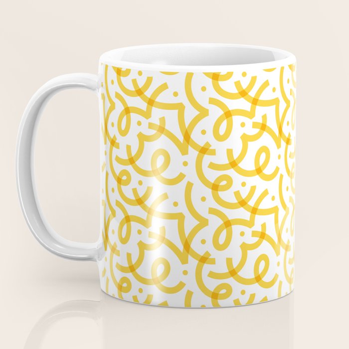 Fun yellow line doodle pattern Coffee Mug Gallery Image 3