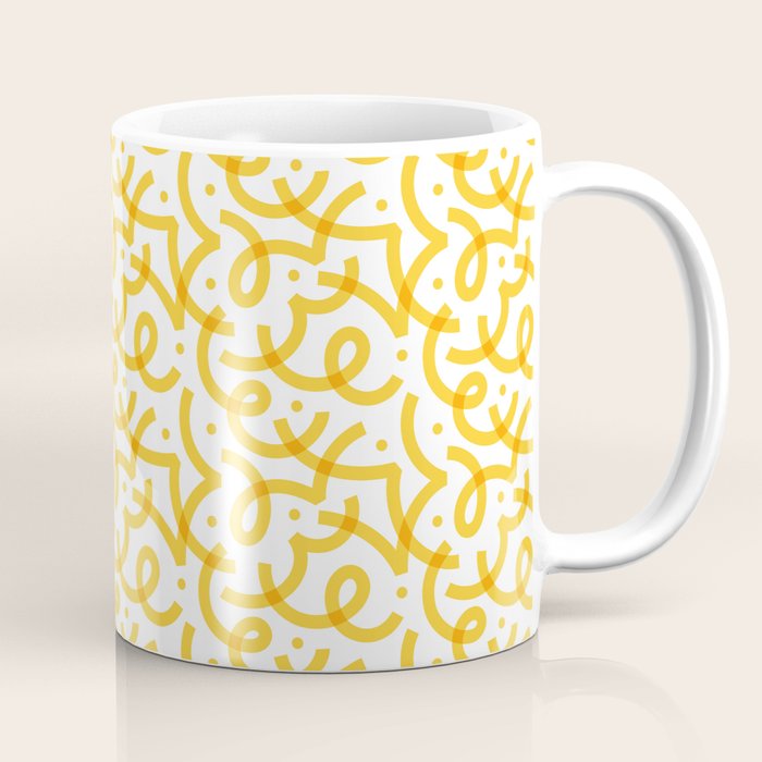 Fun yellow line doodle pattern Coffee Mug Gallery Image 1