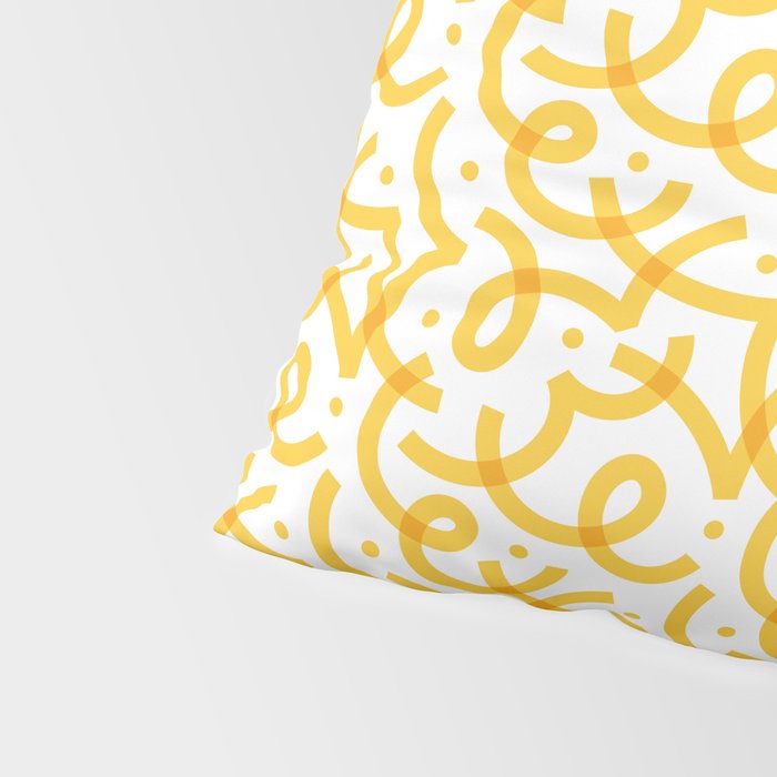 Fun yellow line doodle pattern Pillow Sham Gallery Image 4