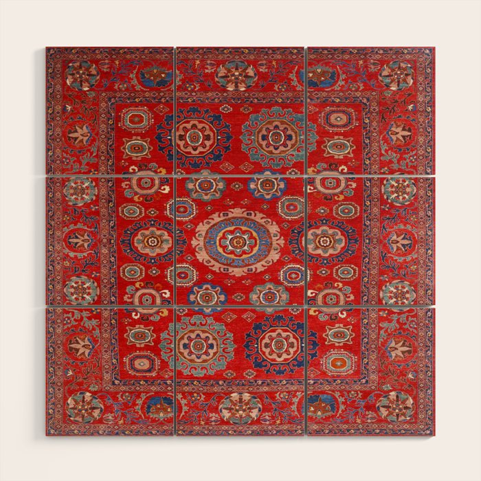 Red Suzani  Kazak Persian Rug Wood Wall Art Gallery Image 1