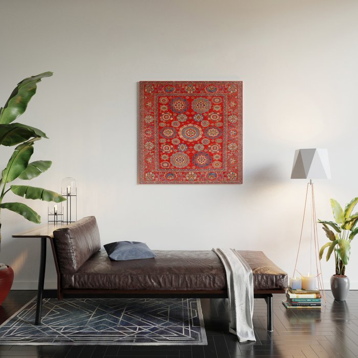 Red Suzani  Kazak Persian Rug Wood Wall Art Gallery Image 2