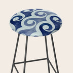Indigo Geometric Beach Waves Stool Gallery Image 2