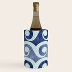 Indigo Geometric Beach Waves Wine Chiller Gallery Image 1