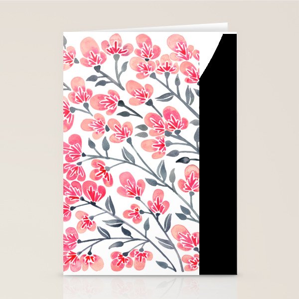 Cherry Blossoms - Pink & Black Palette Stationery Card Gallery Image 2