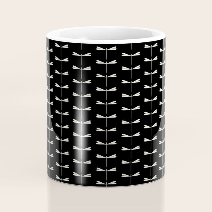 Dragonfly Pattern VII Black Coffee Mug Gallery Image 4