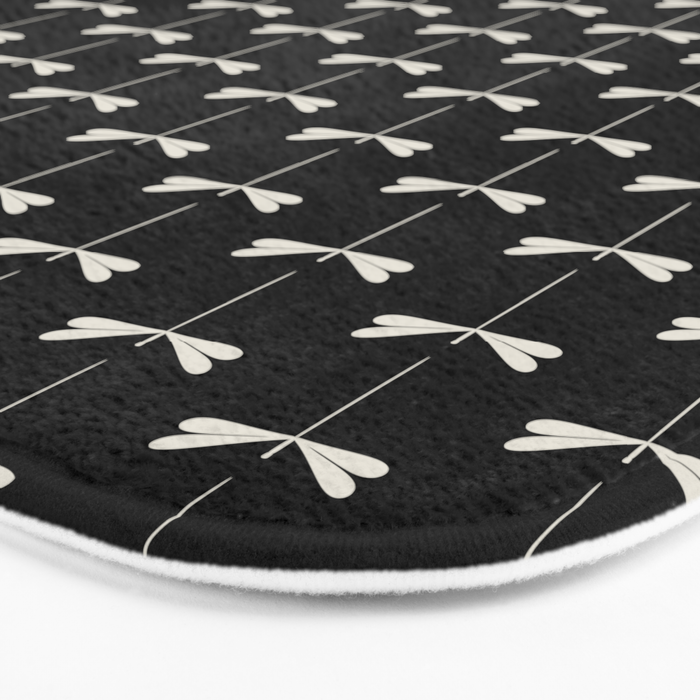 Dragonfly Pattern VII Black Bath Mat Gallery Image 3