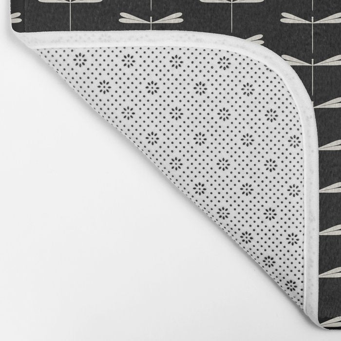 Dragonfly Pattern VII Black Bath Mat Gallery Image 2
