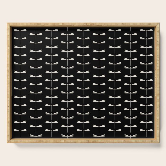 Dragonfly Pattern VII Black Serving Tray Gallery Image 1