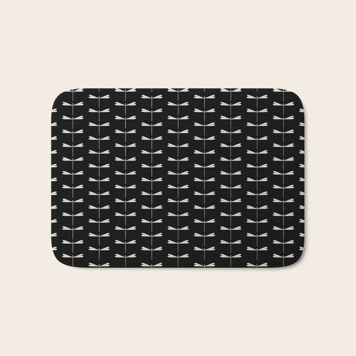 Dragonfly Pattern VII Black Bath Mat Gallery Image 1