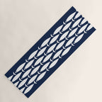 Fish Stripe 6 Minimalist Midcentury Modern Ocean Pattern in White and Nautical Navy Blue Yoga Mat Gallery Image 1