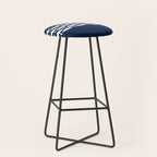 Fish Stripe 6 Minimalist Midcentury Modern Ocean Pattern in White and Nautical Navy Blue Stool Gallery Image 1