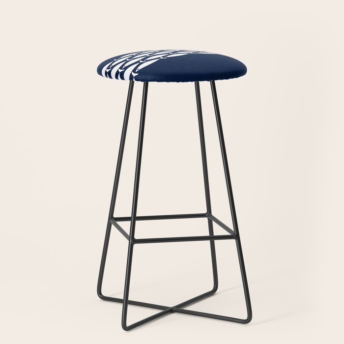 Fish Stripe 6 Minimalist Midcentury Modern Ocean Pattern in White and Nautical Navy Blue Stool Gallery Image 1