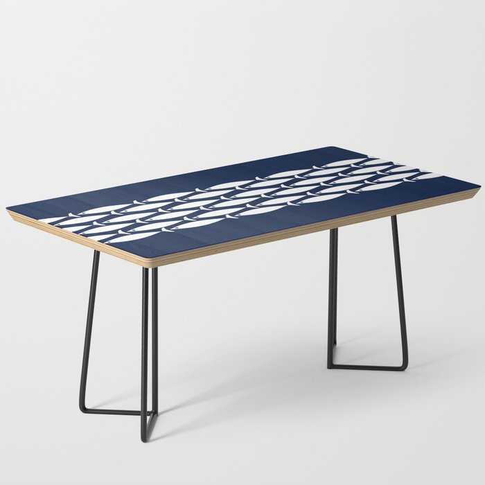 Fish Stripe 6 Minimalist Midcentury Modern Ocean Pattern in White and Nautical Navy Blue Coffee Table Gallery Image 1