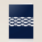 Fish Stripe 6 Minimalist Midcentury Modern Ocean Pattern in White and Nautical Navy Blue Stationery Card Gallery Image 2