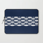Fish Stripe 6 Minimalist Midcentury Modern Ocean Pattern in White and Nautical Navy Blue Laptop Sleeve Gallery Image 1