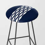 Fish Stripe 6 Minimalist Midcentury Modern Ocean Pattern in White and Nautical Navy Blue Stool Gallery Image 2