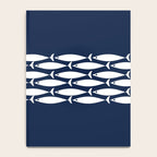 Fish Stripe 6 Minimalist Midcentury Modern Ocean Pattern in White and Nautical Navy Blue Notebook Gallery Image 4