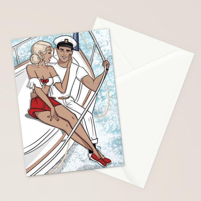 Lovers on a Sailboat Stationery Card Gallery Image 2