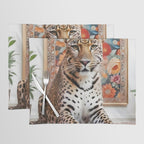 Summer Home, Leopard Tiger Cheetah Indoors Moroccan Rug, Photography Eclectic Wildlife Animals, Home Pets Wild Cats Placemat Gallery Image 1