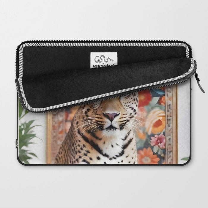 Summer Home, Leopard Tiger Cheetah Indoors Moroccan Rug, Photography Eclectic Wildlife Animals, Home Pets Wild Cats Laptop Sleeve Gallery Image 2