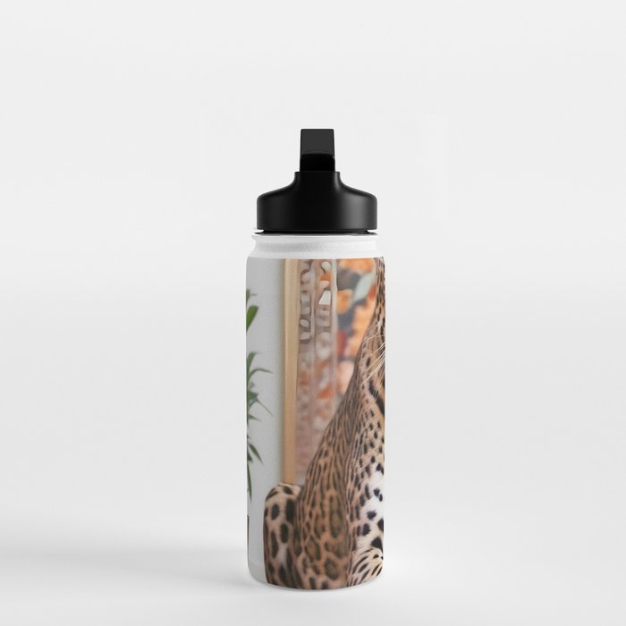 Summer Home, Leopard Tiger Cheetah Indoors Moroccan Rug, Photography Eclectic Wildlife Animals, Home Pets Wild Cats Water Bottle Gallery Image 3