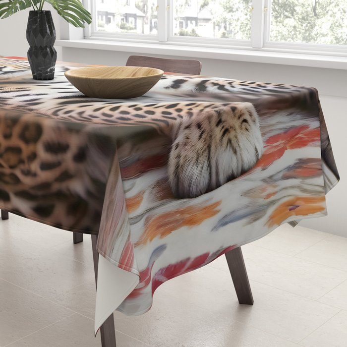 Summer Home, Leopard Tiger Cheetah Indoors Moroccan Rug, Photography Eclectic Wildlife Animals, Home Pets Wild Cats Tablecloth Gallery Image 3