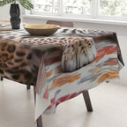 Summer Home, Leopard Tiger Cheetah Indoors Moroccan Rug, Photography Eclectic Wildlife Animals, Home Pets Wild Cats Tablecloth Gallery Image 3