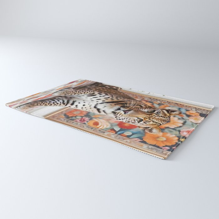 Summer Home, Leopard Tiger Cheetah Indoors Moroccan Rug, Photography Eclectic Wildlife Animals, Home Pets Wild Cats Rug Gallery Image 3