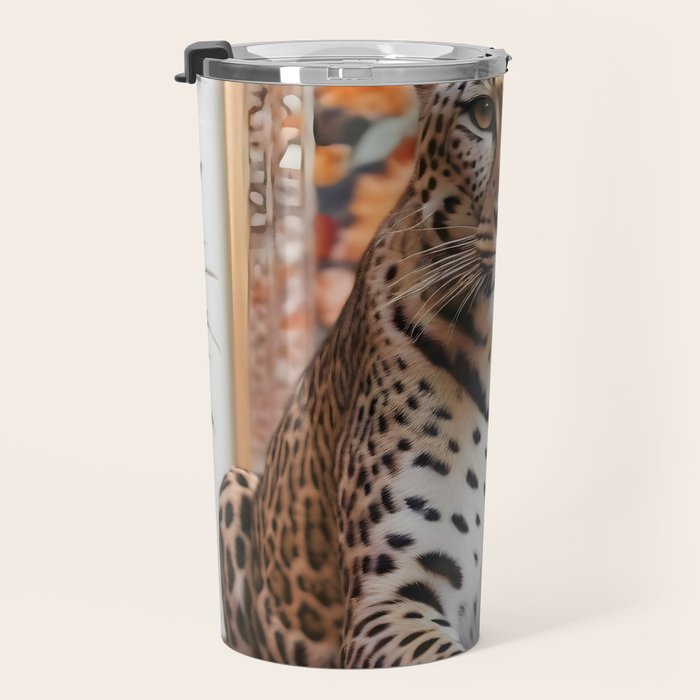 Summer Home, Leopard Tiger Cheetah Indoors Moroccan Rug, Photography Eclectic Wildlife Animals, Home Pets Wild Cats Travel Mug Gallery Image 3