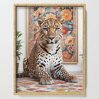 Summer Home, Leopard Tiger Cheetah Indoors Moroccan Rug, Photography Eclectic Wildlife Animals, Home Pets Wild Cats Serving Tray Gallery Image 1