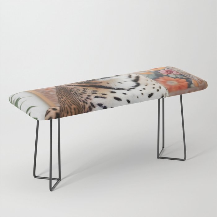 Summer Home, Leopard Tiger Cheetah Indoors Moroccan Rug, Photography Eclectic Wildlife Animals, Home Pets Wild Cats Bench Gallery Image 1