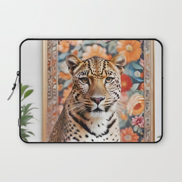 Summer Home, Leopard Tiger Cheetah Indoors Moroccan Rug, Photography Eclectic Wildlife Animals, Home Pets Wild Cats Laptop Sleeve Gallery Image 1