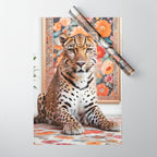 Summer Home, Leopard Tiger Cheetah Indoors Moroccan Rug, Photography Eclectic Wildlife Animals, Home Pets Wild Cats Wrapping Paper Gallery Image 1