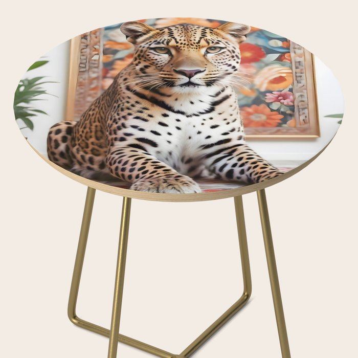 Summer Home, Leopard Tiger Cheetah Indoors Moroccan Rug, Photography Eclectic Wildlife Animals, Home Pets Wild Cats Side Table Gallery Image 2