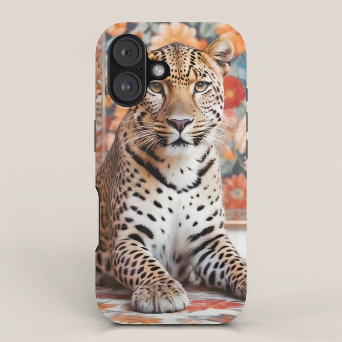 Summer Home, Leopard Tiger Cheetah Indoors Moroccan Rug, Photography Eclectic Wildlife Animals, Home Pets Wild Cats iPhone Case Gallery Image 1