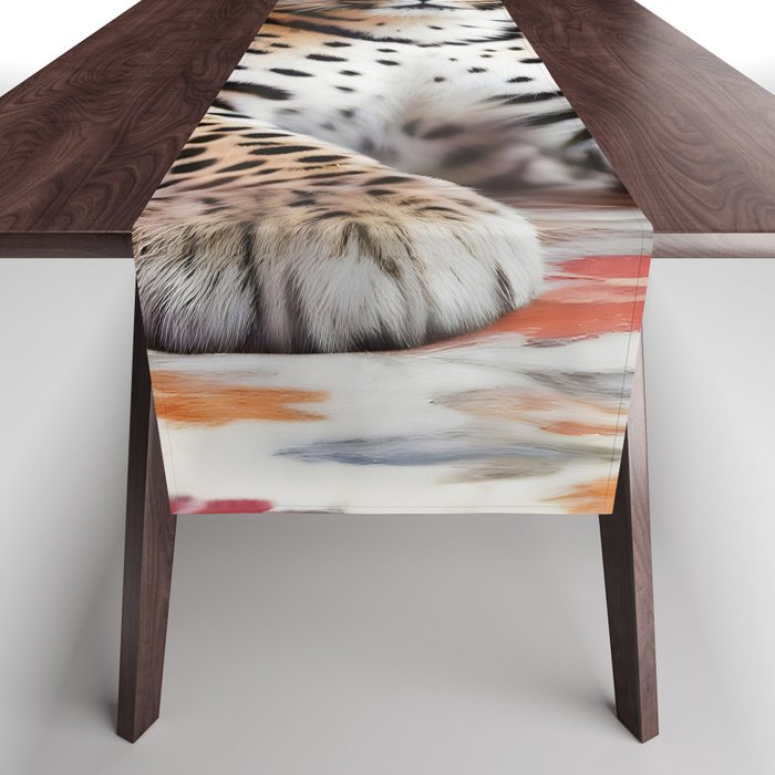 Summer Home, Leopard Tiger Cheetah Indoors Moroccan Rug, Photography Eclectic Wildlife Animals, Home Pets Wild Cats Table Runner Gallery Image 1