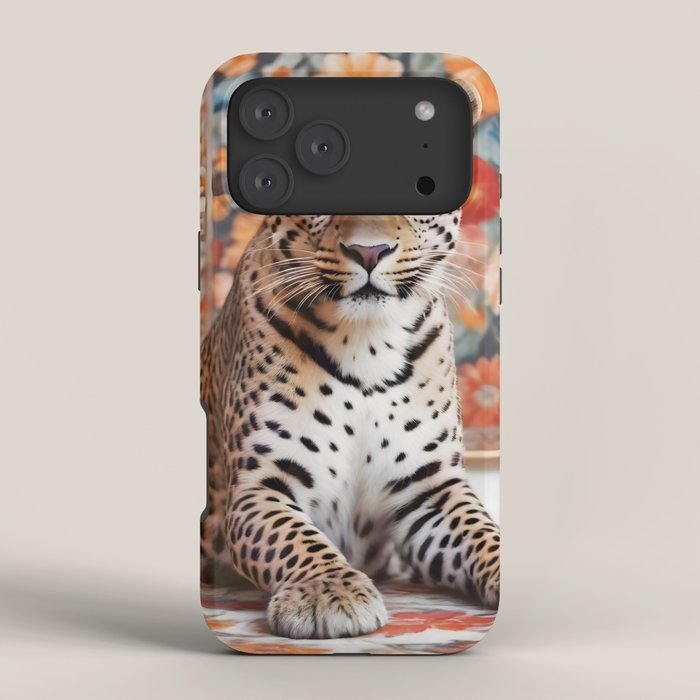 Summer Home, Leopard Tiger Cheetah Indoors Moroccan Rug, Photography Eclectic Wildlife Animals, Home Pets Wild Cats iPhone Case Gallery Image 4