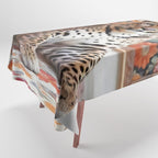 Summer Home, Leopard Tiger Cheetah Indoors Moroccan Rug, Photography Eclectic Wildlife Animals, Home Pets Wild Cats Tablecloth Gallery Image 1